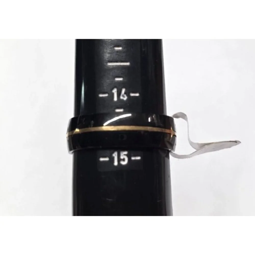 New Black Stainless Steel Ring Gold Tone Cross Inlay Size 14.5 Unisex Band Chris